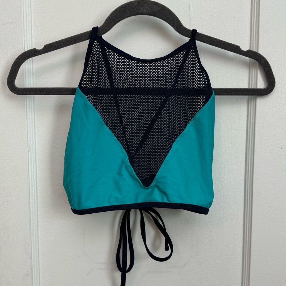 Aerie Mesh High Neck Tie Crop Bikini Top Size XL